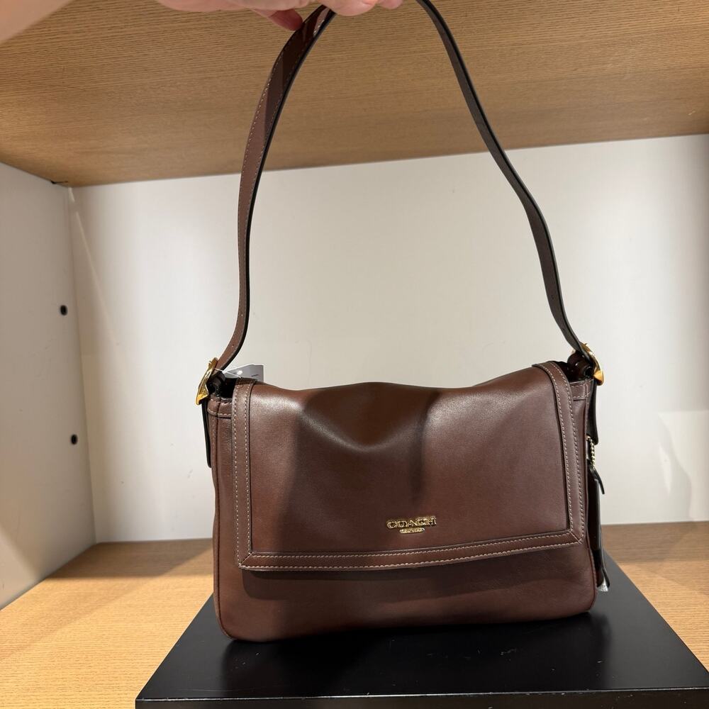 New‼️Coach Etta Flap Bag CFK03 natural grain leather/Gold/Maple